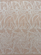 Dantela Couture Ivory cu Model Floral, Perle, Margele si Paiete