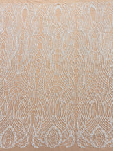 Dantela Couture Ivory cu Tulle Nude cu Perle, Margele si Paiete