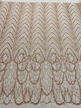 Dantela Couture Arany Rose geometriai mintával, gyöngyökkel és flitterekkel