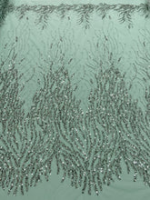 Dantela Couture Poros Zöld Gyöngyökkel és Flitterekkel