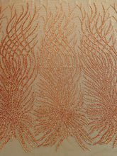 Dantela Couture Égett Narancs Gyöngyökkel és Flitterekkel