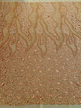 Dantela Couture Égő Narancs Geometriai Mintával és Virágokkal, Gyöngyökkel és Flitterekkel