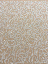 Dantela Couture Ivory cu Model Geometric, cu Margele si Paiete