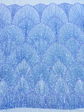 Dantela Couture Égkék gyöngyökkel, gyöngyökkel és flitterekkel