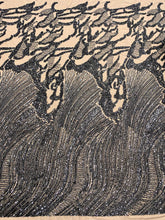 Dantela Couture Neagra cu Model Geometric, cu Margele si Paiete