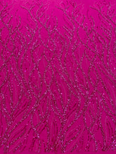 Dantela Couture Fucsia cu Siraguri, cu Margele si Paiete