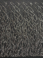 Dantela Couture Gri Antracit cu Siraguri, cu Margele si Paiete