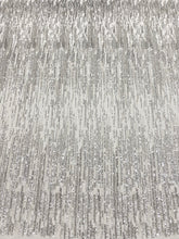 Dantela Couture Argintie pe Tulle Ivory cu Model Liniar, cu Margele si Paiete