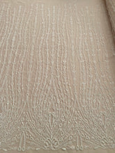 Dantela Couture Ivory cu Model Geometric, cu Perle, Margele si Paiete