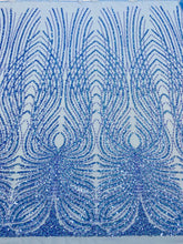 Dantela Couture Égkék Panellel, Gyöngyökkel, Gyöngyöcskékkel és Flitterekkel