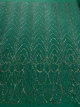 Dantela Couture Smaragdzöld Geometriai Mintával Gyöngyökkel és Flitterekkel