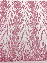 Dantela Couture Roz cu Perle, Margele si Paiete