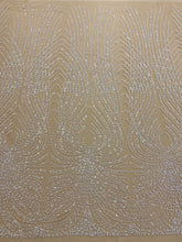 Dantela Couture Ivory cu Tulle Nude cu Panou, cu Perle, Margele si Paiete