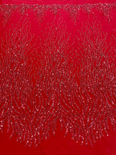 Dantela Couture Rosie cu Siraguri, cu Margele si Paiete