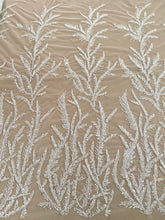 Dantela Couture Ivory cu Crengute, cu Margele si Paiete