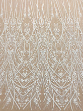 Dantela Couture Ivory cu Model Geometric, cu Perle, Margele si Paiete