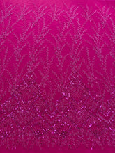 Dantela Couture Fucsia geometriai mintával, gyöngyökkel és flitterekkel