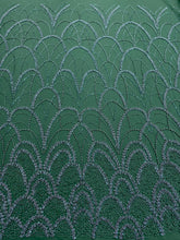 Dantela Couture Verde Smarald cu Model Geometric, cu Perle, Margele si Paiete