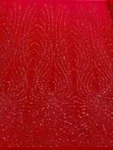 Dantela Couture Rosie cu Panou, cu Perle, Margele si Paiete