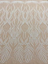 Dantela Couture Ivory cu Model Geometric, cu Margele si Paiete