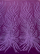 Sötétlila Couture Csipke Gyöngyökkel és Flitterekkel