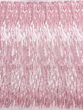 Dantela Couture Roz cu Model Liniar, cu Margele si Paiete