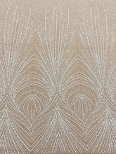 Dantela Couture Ivory cu Model Geometric, cu Perle, Margele si Paiete