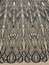 Dantela Couture Neagra cu Perle, Margele si Paiete