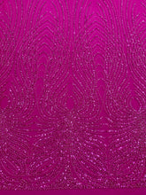 Dantela Couture Fucsia gyöngyökkel, gyöngyökkel és flitterekkel díszített panellel