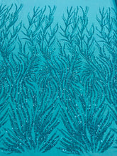 Dantela Couture türkiz gyöngyökkel és flitterekkel