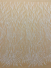 Dantela Couture Ivory cu Tulle Nude cu Siraguri, cu Margele si Paiete