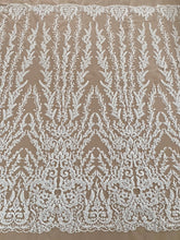 Dantela Couture Ivory cu Model Geometric, cu Margele si Paiete