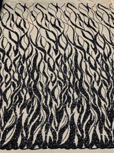 Fekete Couture Csipke Gyöngyökkel és Flitterekkel