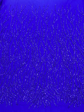 Csipke Couture Királykék Gyöngysorokkal, Gyöngyökkel és Flitterekkel