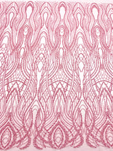 Dantela Couture Roz cu Perle, Margele si Paiete