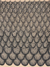 Dantela Couture Neagra cu Model Geometric, cu Perle, Margele si Paiete