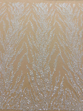 Dantela Couture Ivory cu Tulle Nude cu Perle, Margele si Paiete