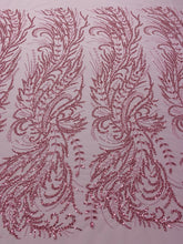 Dantela Couture rózsaszín virágmintával, gyöngyökkel és flitterekkel