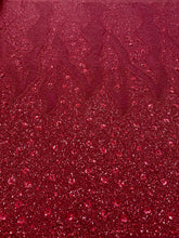 Dantela Couture Bordeaux geometriai mintával és virágokkal, gyöngyökkel és flitterekkel