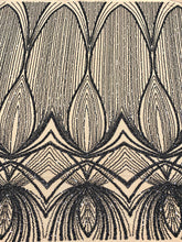 Dantela Couture Neagra cu Model Geometric, cu Perle, Margele si Paiete