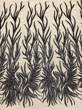 Fekete Couture Csipke Gyöngyökkel és Flitterekkel