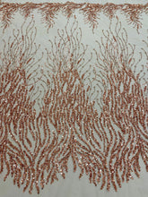 Dantela Couture Auriu Rose cu Siraguri, cu Margele si Paiete