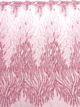 Dantela Couture Roz cu Siraguri, cu Margele si Paiete