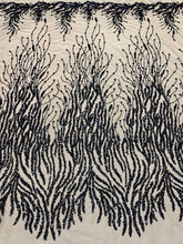 Fekete Couture Csipke Gyöngyökkel és Flitterekkel