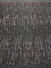 Dantela Couture Gri Antracit cu Model Liniar, cu Margele si Paiete