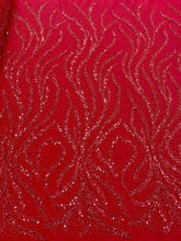 Dantela Couture Rosie cu Perle, Margele si Paiete