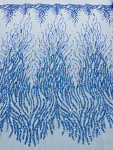 Dantela Couturea Sky Blue cu  Siraguri, cu Margele si Paiete