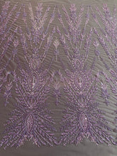 Dantela Couture Pudra cu Model Simetric, cu Margele si Paiete