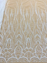 Dantela Couture Ivory geometriai mintával, gyöngyökkel és flitterekkel