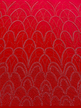 Dantela Couture Rosie cu Model Geometric, cu Perle, Margele si Paiete